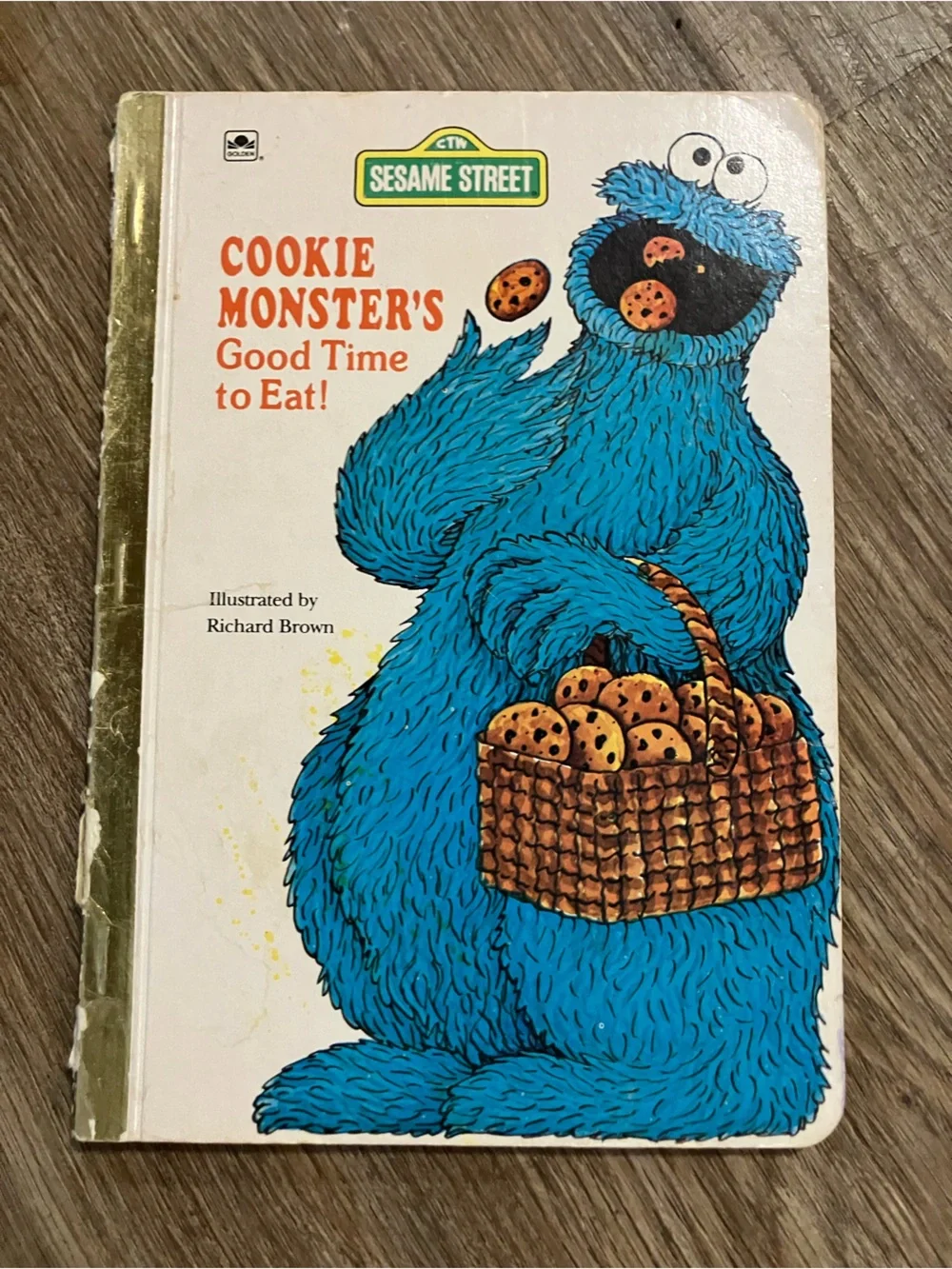 Sesame Street Cookie Monster Book - Blue & Brown vintage book